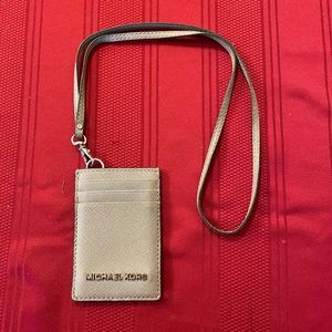 Michael Kors Jet Set Charm Small Leather ID Lanyard - Grey / Silver